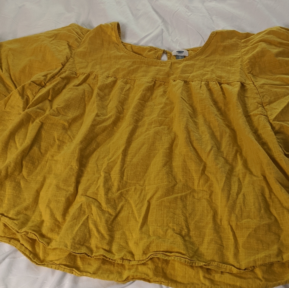 Gold linen blouse with bat wings